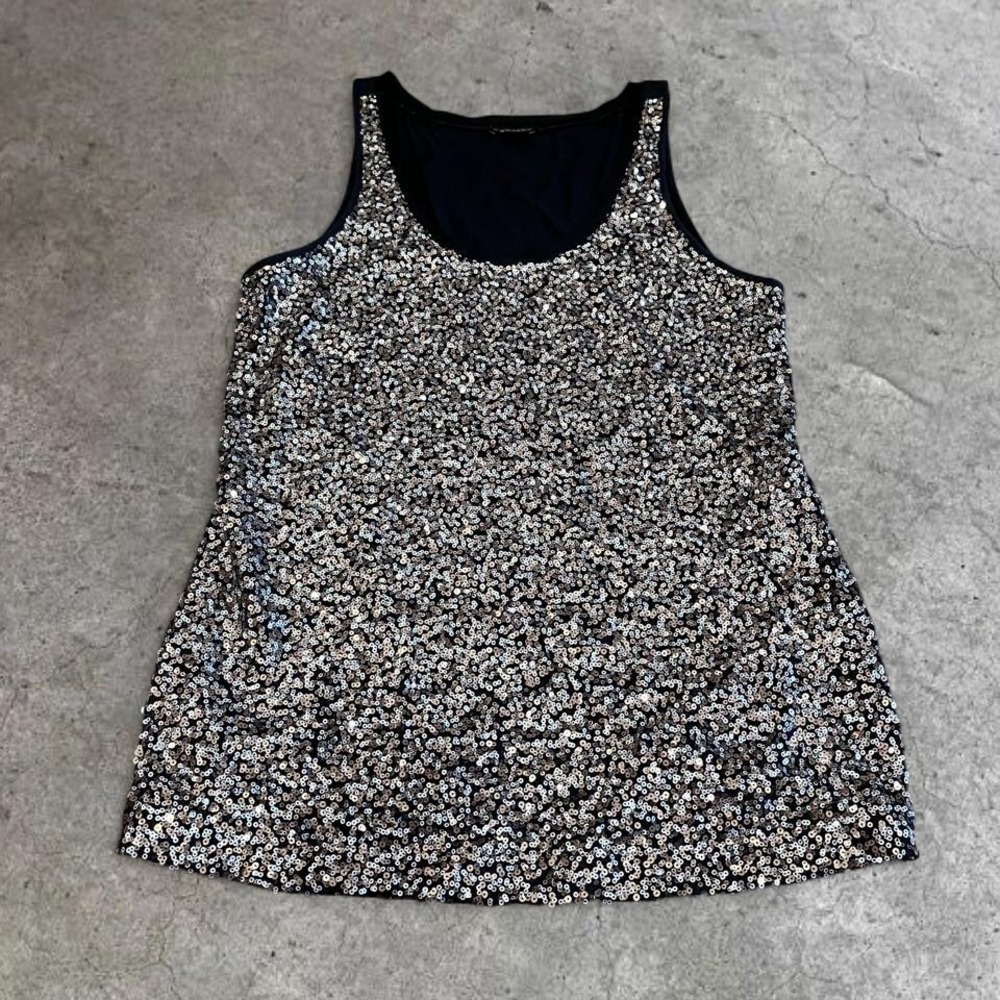 y2k express black sequin tank top large